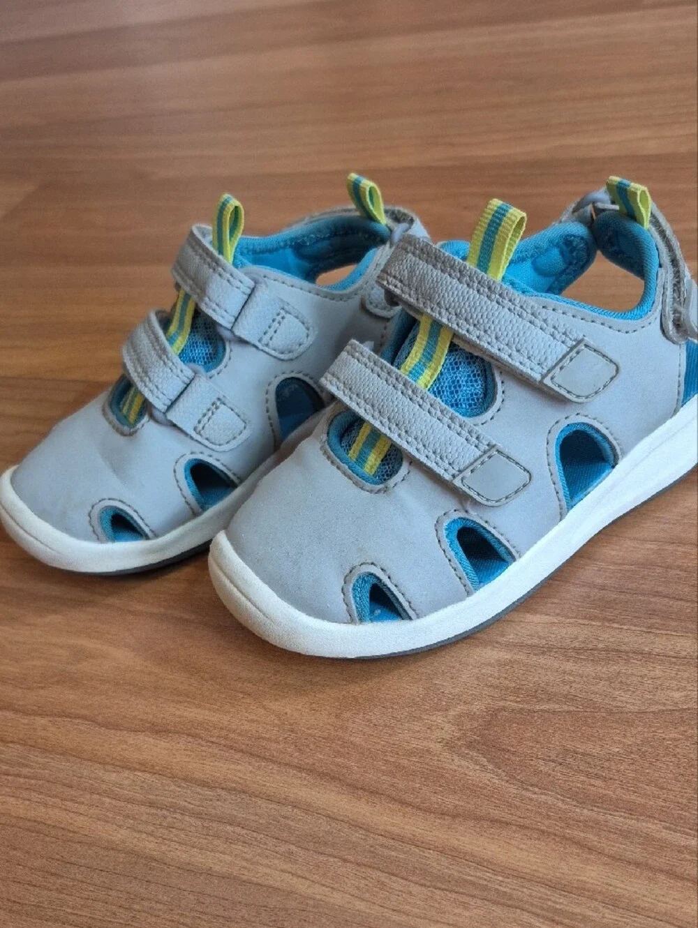 Kids Grey and Blue Closed-Toe Sandals and Green Open-Toe Sandals - 2-Pair Set